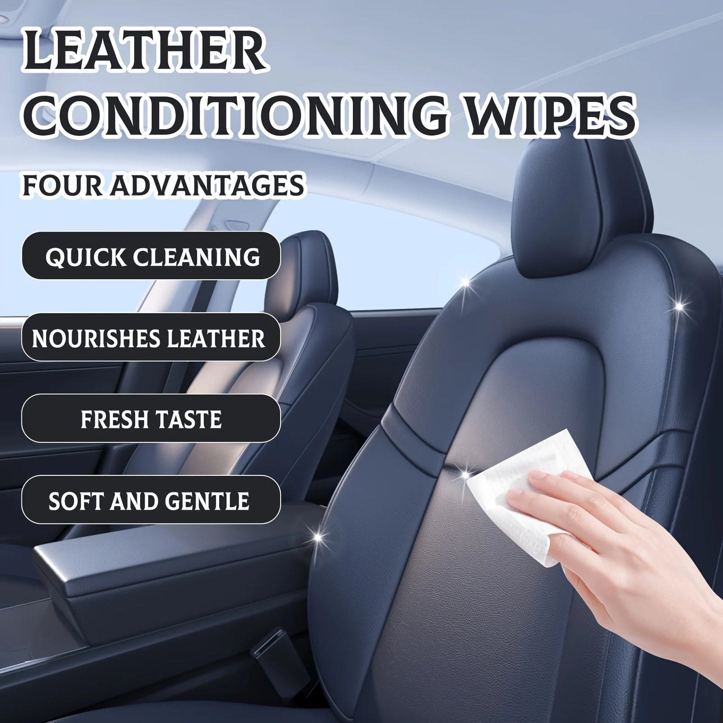 40 80pc Premium Faux Leather Cleaning Wipes for Sofas Shoes and Car Seats