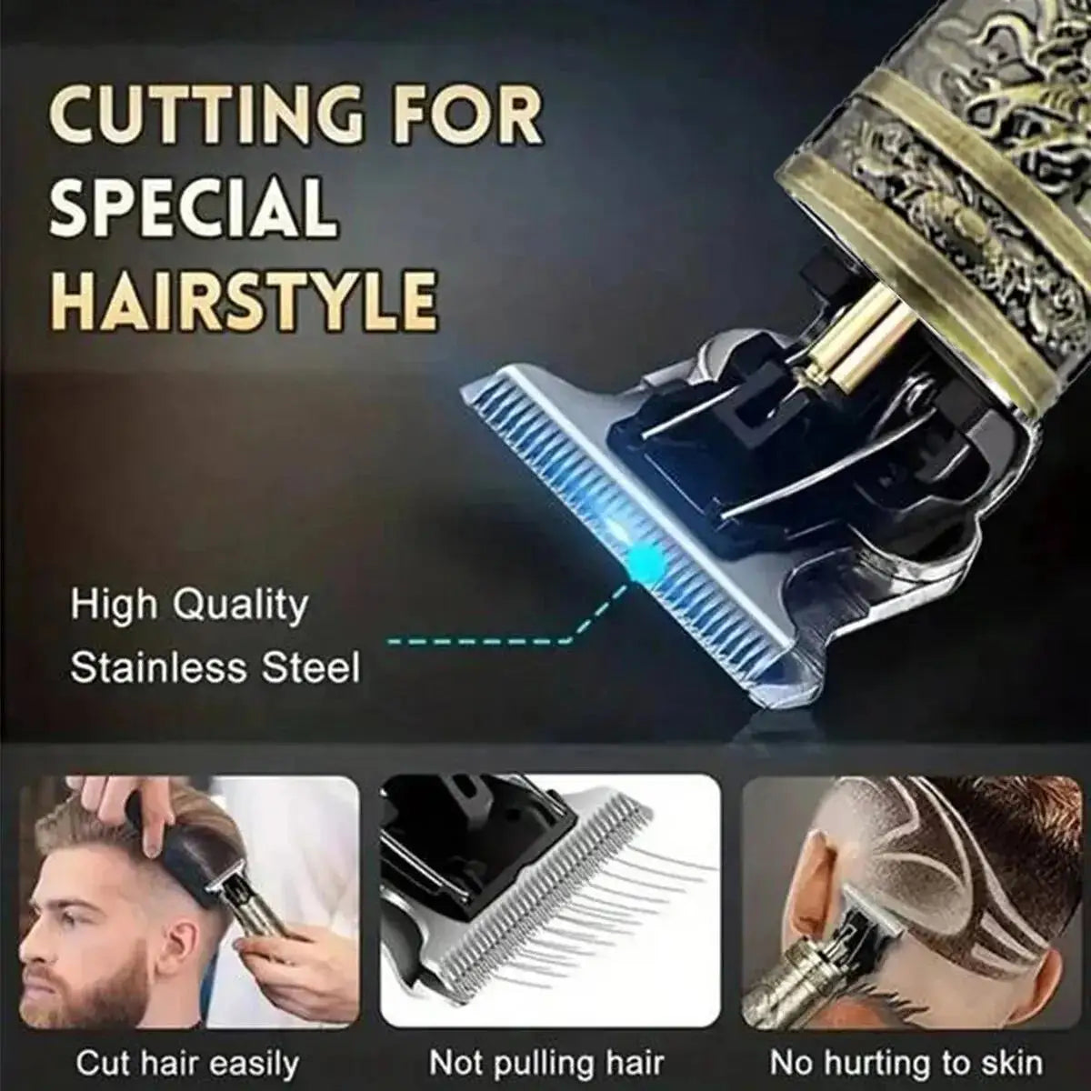 LCD Electric Hair Clipper for Men Oil Shaving Head Pusher Sculpture Shaver Rechargeable Hair Trimmer Hairdressing Set Gifts