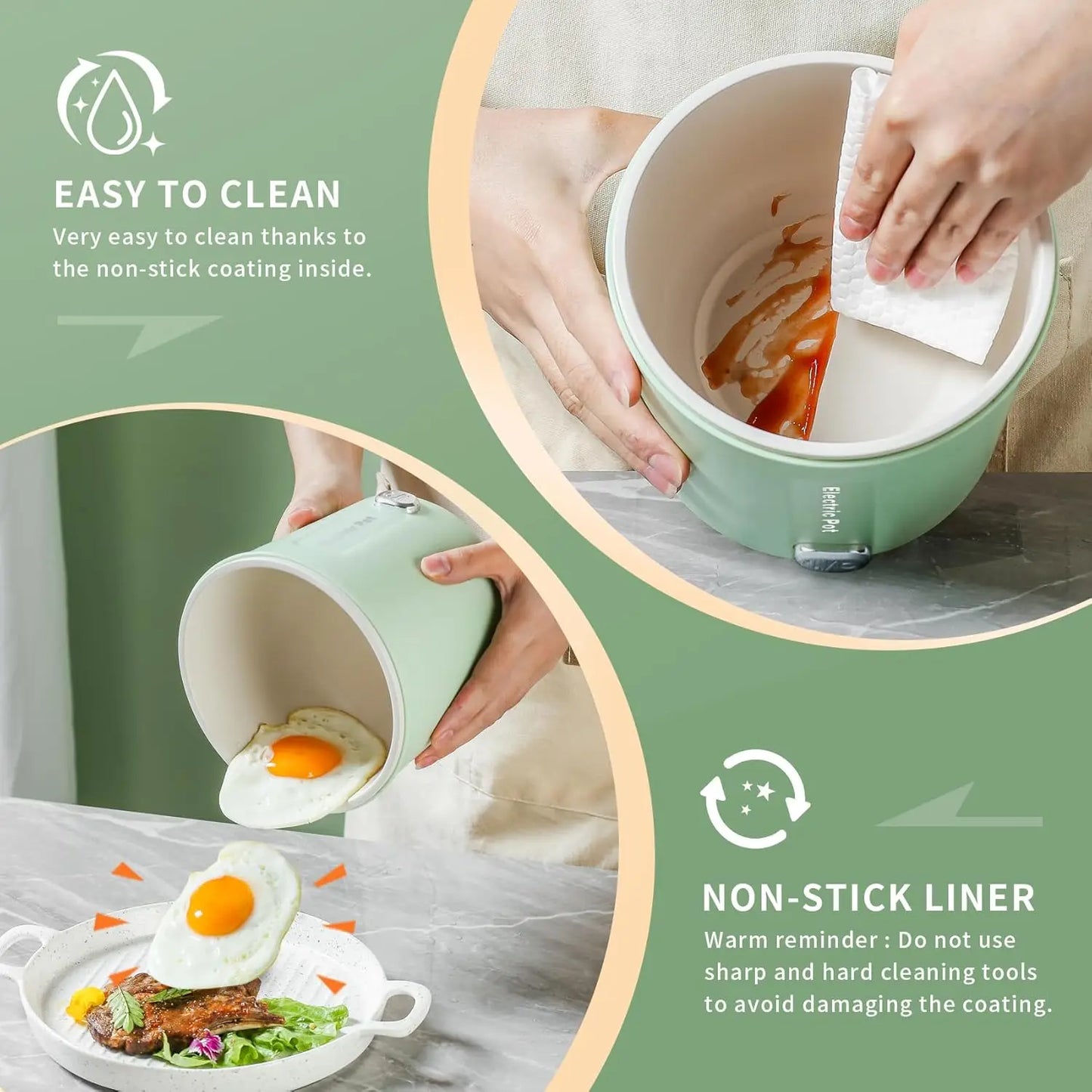 Hot Pot Electric 1L Mini Ramen Cooker 450W Rapid Noodles Cooker Multifunctional Electric For Cooking Pasta Egg Soup