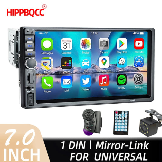 HIPPBQCC 7 Inch 1 Din Car Radio MP5 Multimedia Player Touch Screen FM Bluetooth USB Mirror Link Autoradio