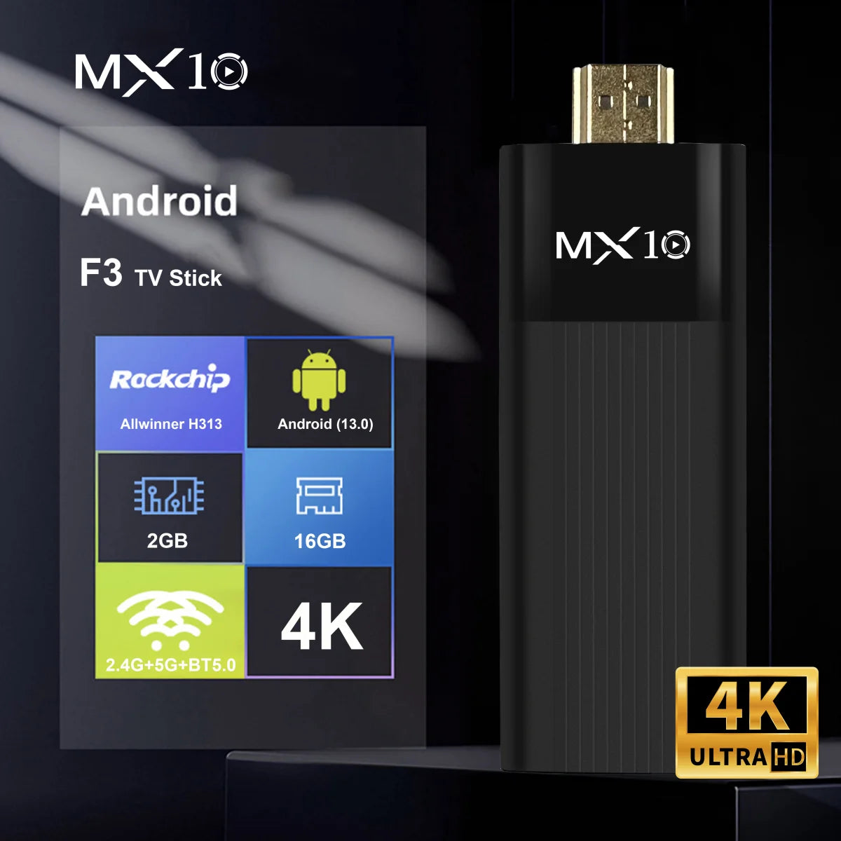 MX10 F3 Wi Fi 6 Android 13 TV Box 8K Decode Display Dual Band 2.4 5G Set Top Box