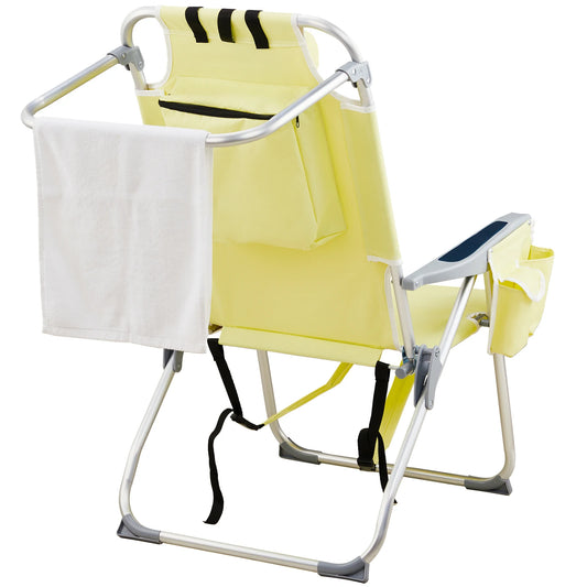 63*70*99cm Heightened Oxford Cloth Silver White Aluminum Tube Bearing 100kg Beach Chair Yellow