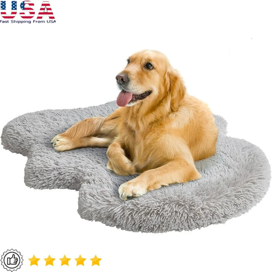 Non Slip Orthopedic Dog Bed Faux Fur Washable Rug Mat Soft Low Profile Design Joint Pain Relief Comfort