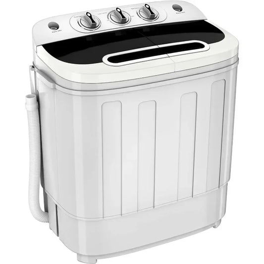 QWZENY Portable Mini Twin Tub Washing Machine 13lbs Capacity with Spin Dryer Compact Washer