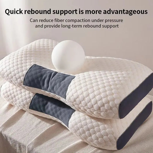 Neck Pillow for Sleep and Neck Protection Cervical Orthopedic Soybean Fiber Spa Massage Pillow for Bedding