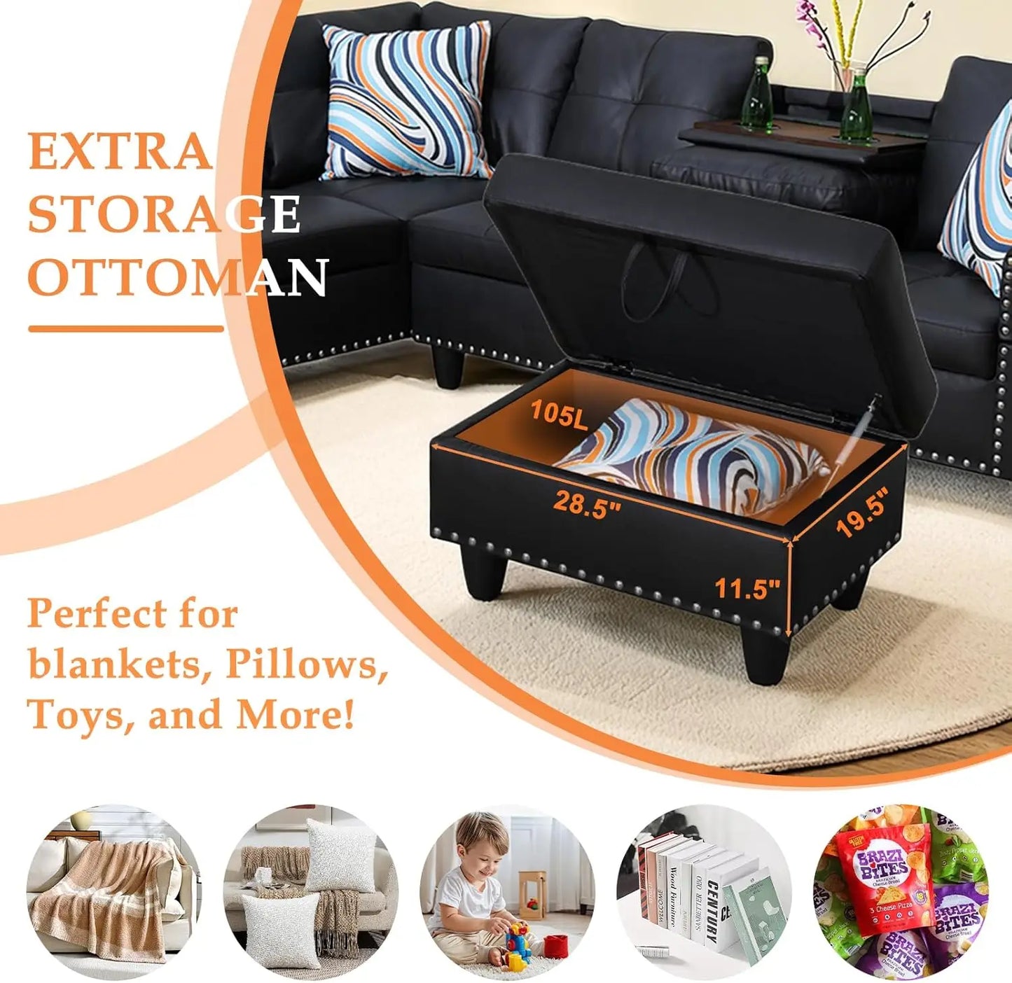 XMSJ Sectional Sofa Couch Modern Premium L Shaped Cozy