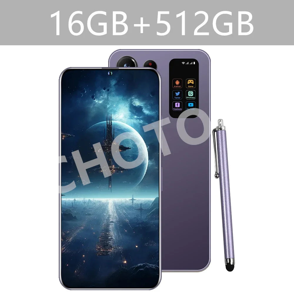 New Cellphones S Plus 25 Ultra Global Version 5G Original 7.3 Inch Smartphone Dual SIM 108MP Cell Phone 7800mAh Android Mobile Phones