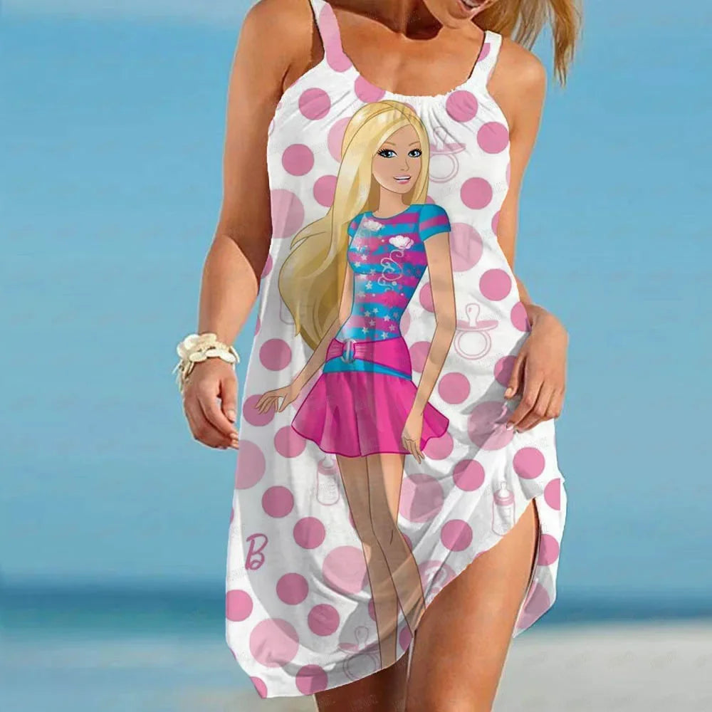 Casual Barbie Beach Dress for Women Summer Knit Mini Loose Fit