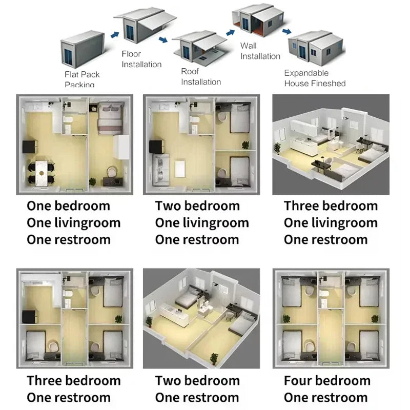 Expandable Container House Ready Made 40Ft 20Ft Prefabricated Mobile Tiny Home Steel Portable Home 2 3 4 5 Bedrooms
