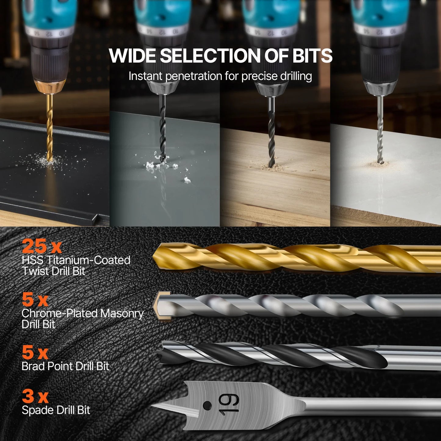 SucceBuy 70 100 101 246 318 Piece Drill Bit Set Screwdriver Bit Set Household Tool Set for Woodworking