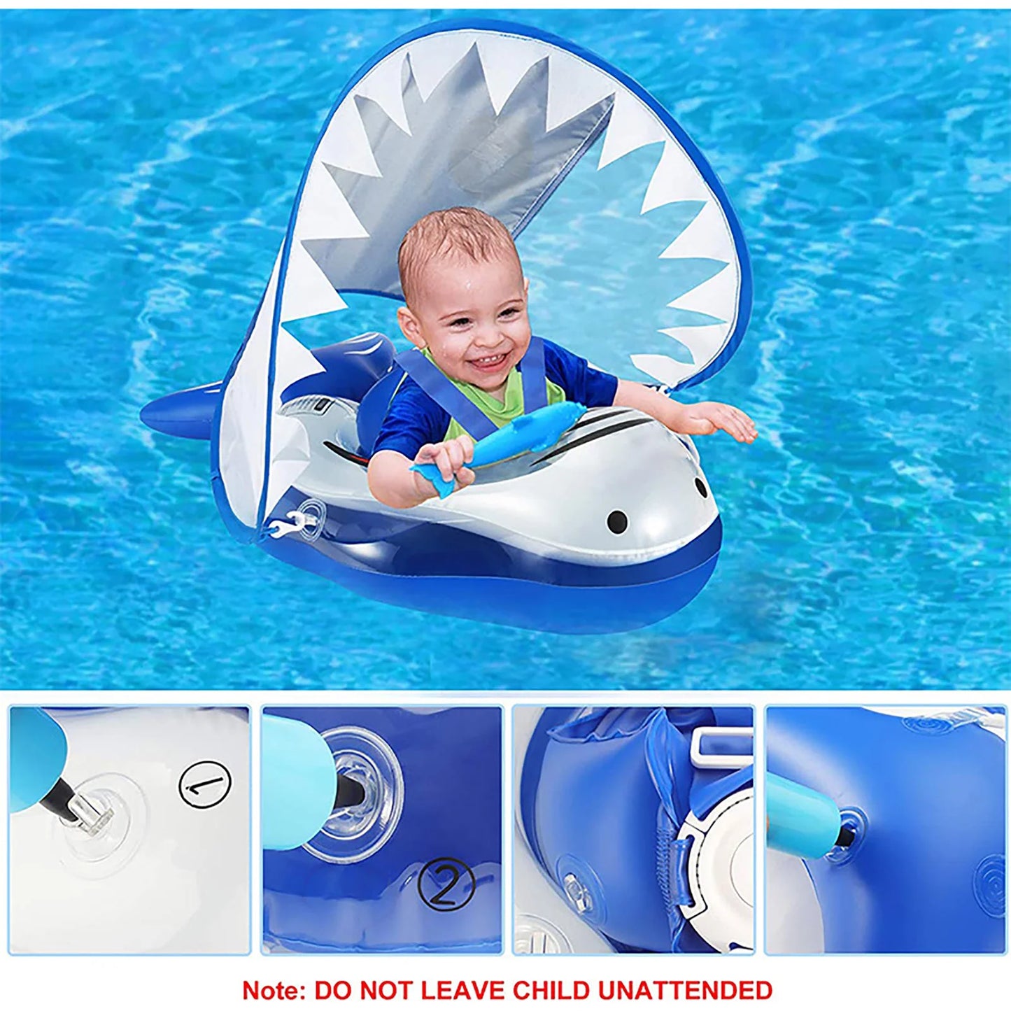 Baby Pool Float Pool Float Ring For Baby Iatable Infant Float For Swimming Iatable Shark Design Float Ring With Sun