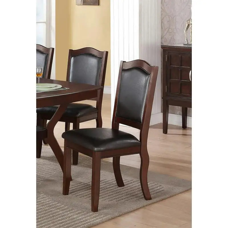 7pc Formal Dining Set with Solid Wood Table, Shelve & 6 Chairs in Espresso Finish