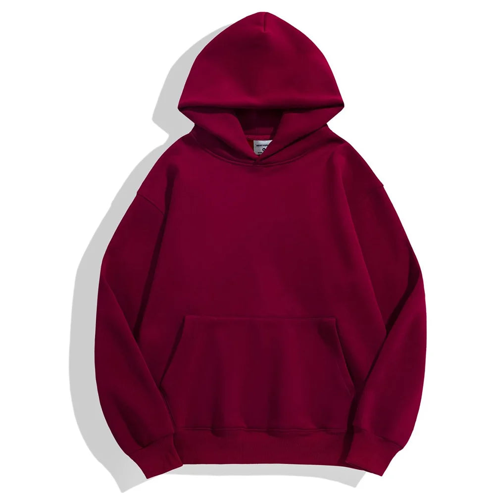16.9oz 480gsm Heavy Weight Cotton Plus Velvet Hooded Sweater for Men and Women Thick Polar Fleece Pullover Hoodie