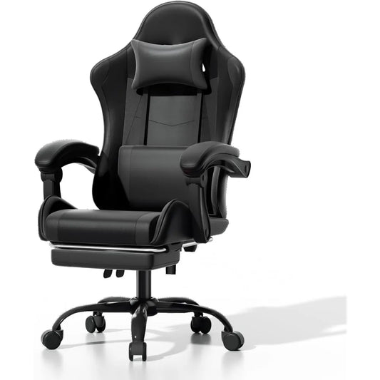 Athena Collection Carbon Fiber Black Gaming Chair - Ergonomic with Footrest Headrest Lumbar Support Height Adjustable Swivel