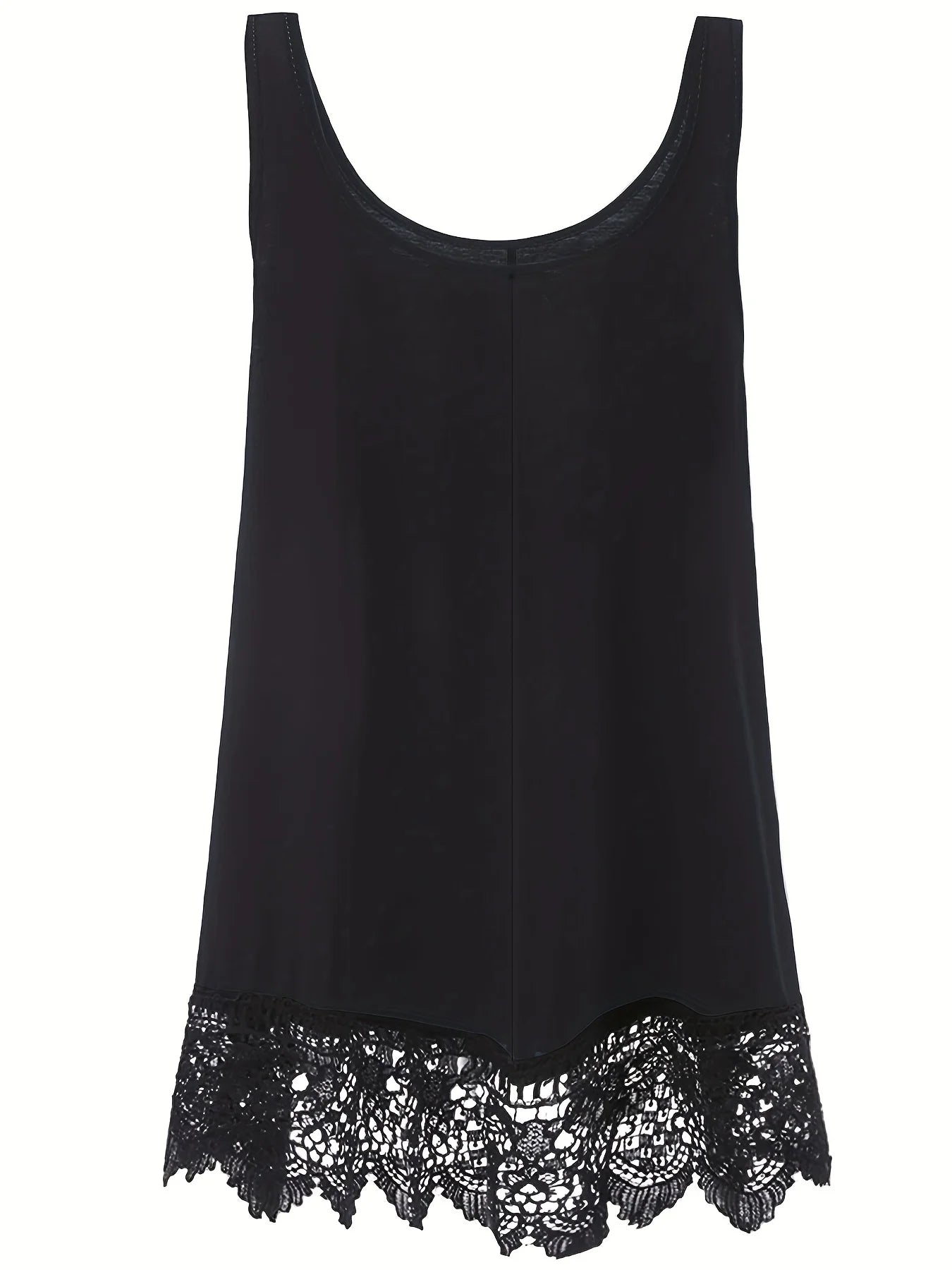2025 Selected Style Black Sleeveless Top with Lace Patchwork Comfortable Round Neck Design for Women