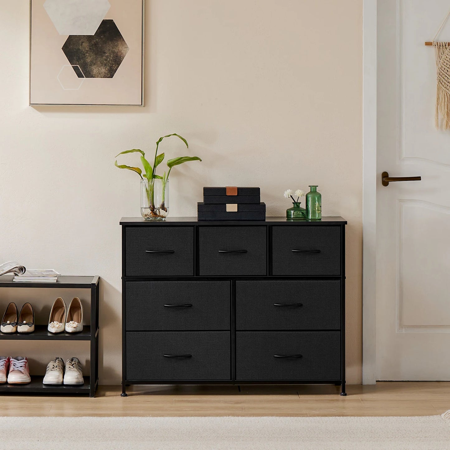 JHK Dresser Storage Cabinet With Fabric Drawers Bedroom