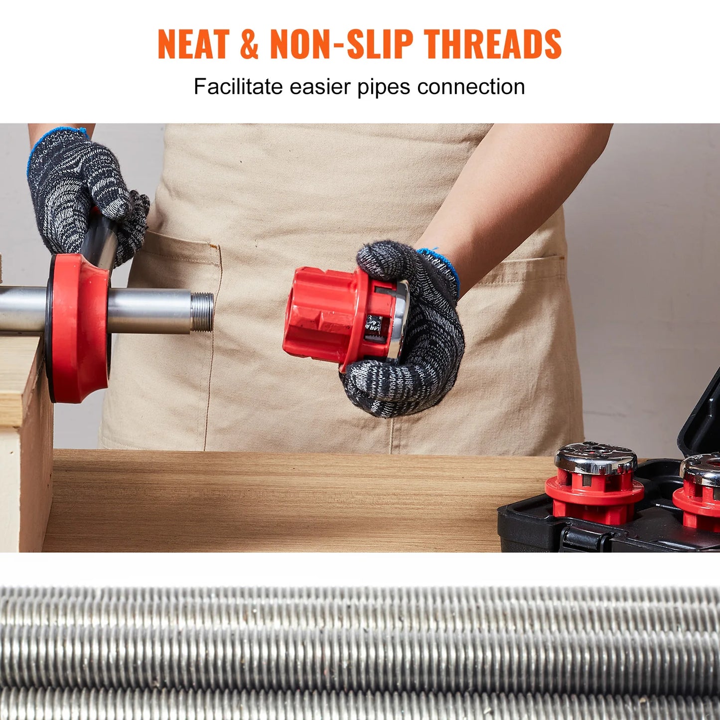 VEVOR Manual Pipe Threader Ratchet Tool Portable Pipe Threading Set with 6 Pieces NPT Dies for Galvanized Aluminum Iron Copper Pipes
