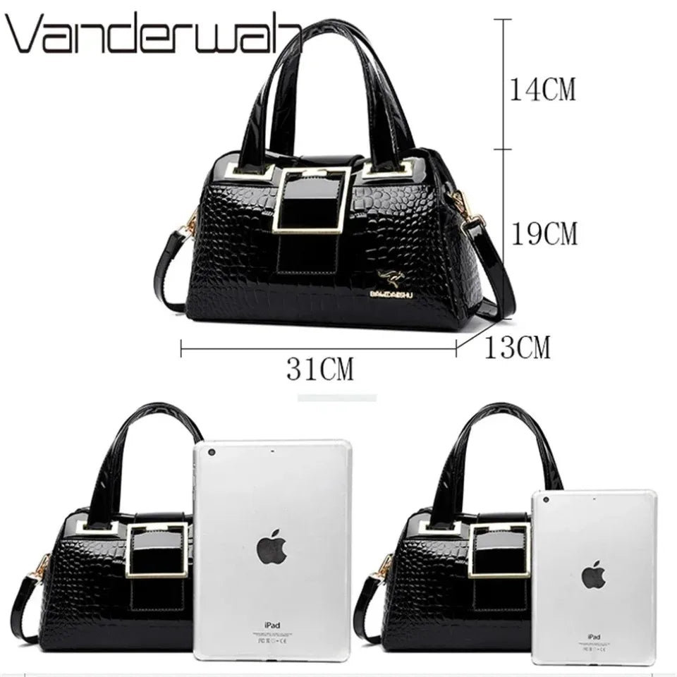 2 layer Large Capacity Tote Bag Luxury Handbags Women Bags Designer Crocodile Pattern Ladies Boston Shoulder Bag High Quality