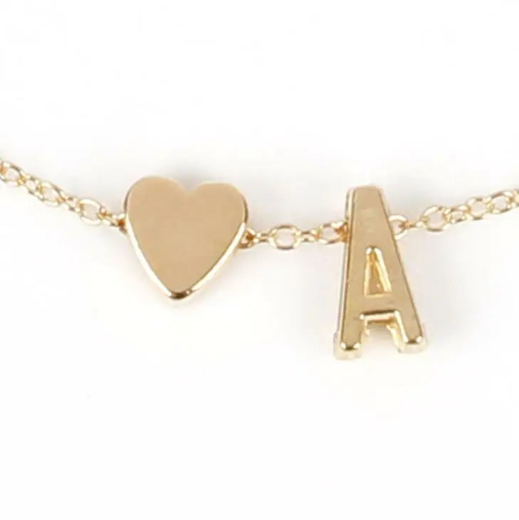 26 Alphabet Initial Letters Heart Gold Necklace Chain Pendant Bridesmaid Jewelry
