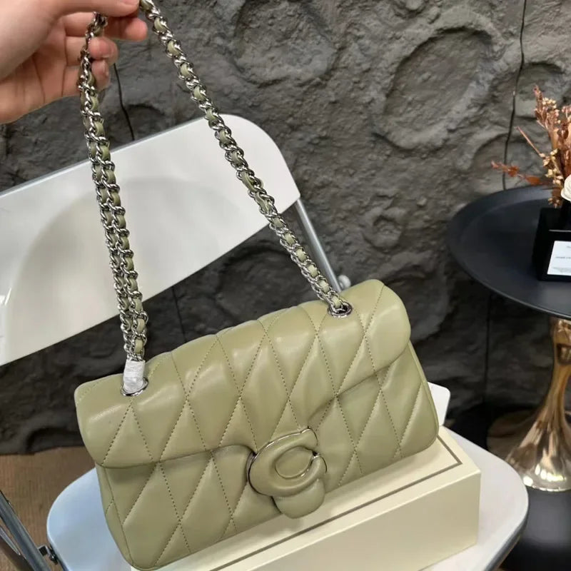High Version Women's Sheepskin Striped Messenger Bag Luxury Leather Diaper Bag