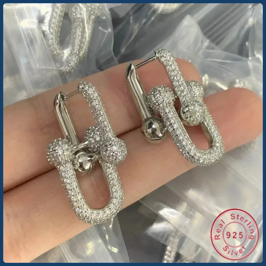 New Arrival S925 Sterling Silver Classic Letter T Bracelet and Necklace Set Retro Horseshoe Design High End Women's Jewelry