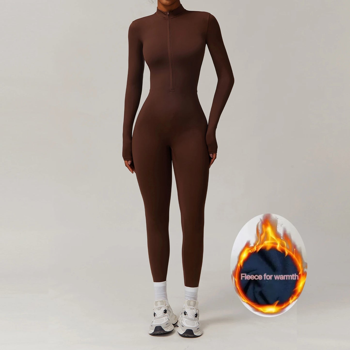 Winter Autumn Women's One Piece Yoga Jumpsuit Solid Polyester Spandex