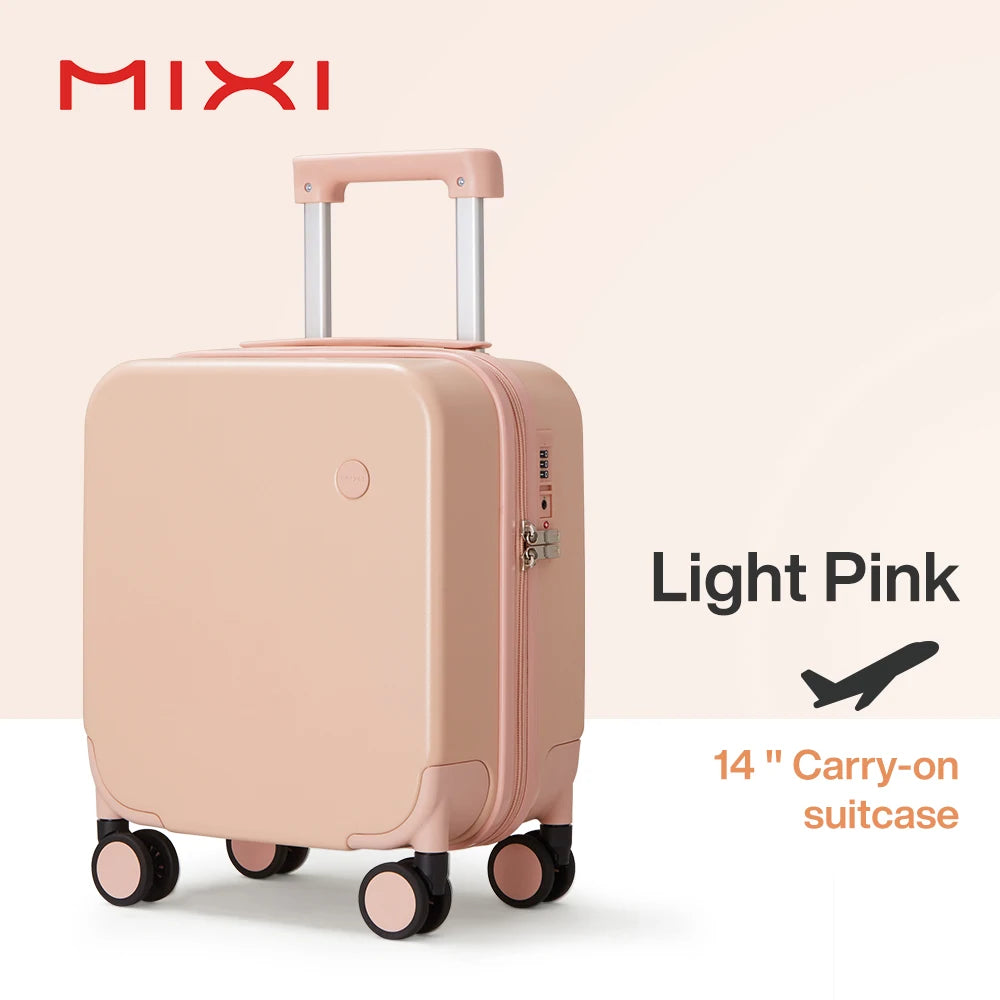 MIXI 14 Inch Underseat Carry On Luggage Lightweight Mini Suitcase PC Small Kids Bag TSA Lock Travel Suit Case  Spinner Wheels