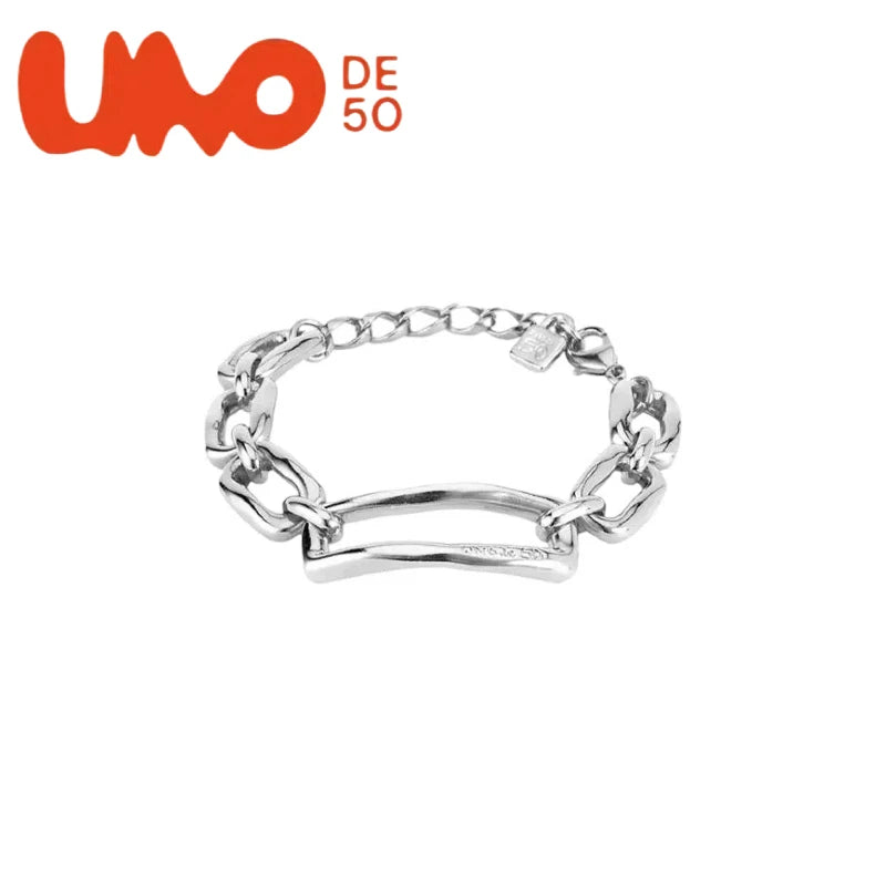 UNOde50 Silver Plated S925 And Gold Plated 14K Fashionable Chain Link Bracelet for Women