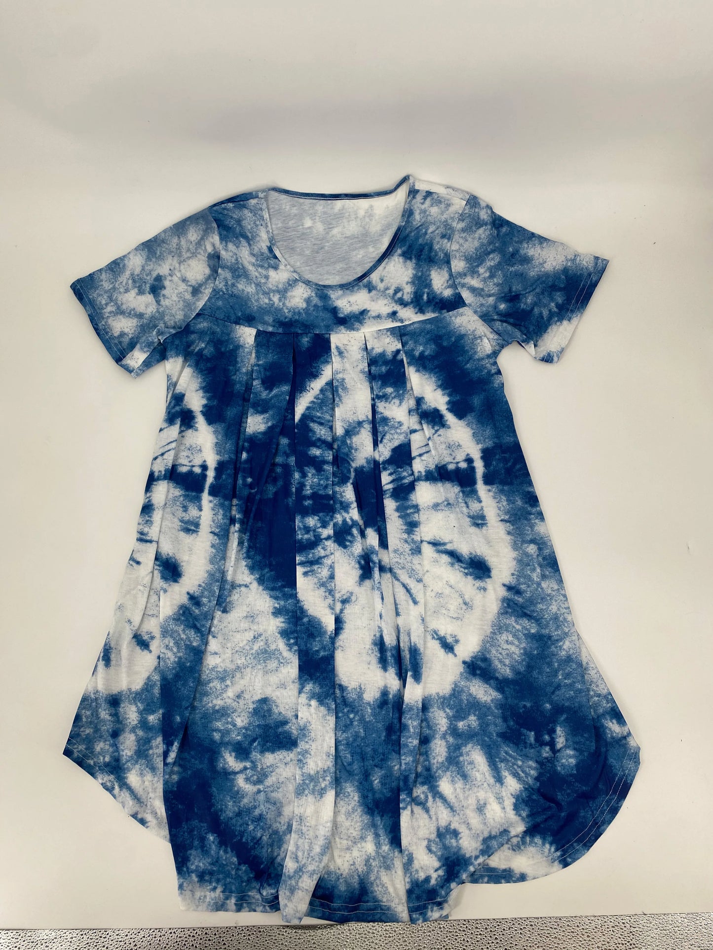 Plus Size Women's Loose Casual Front Pleated Printed Short Sleeve Pajamas Dress with Hand Pockets