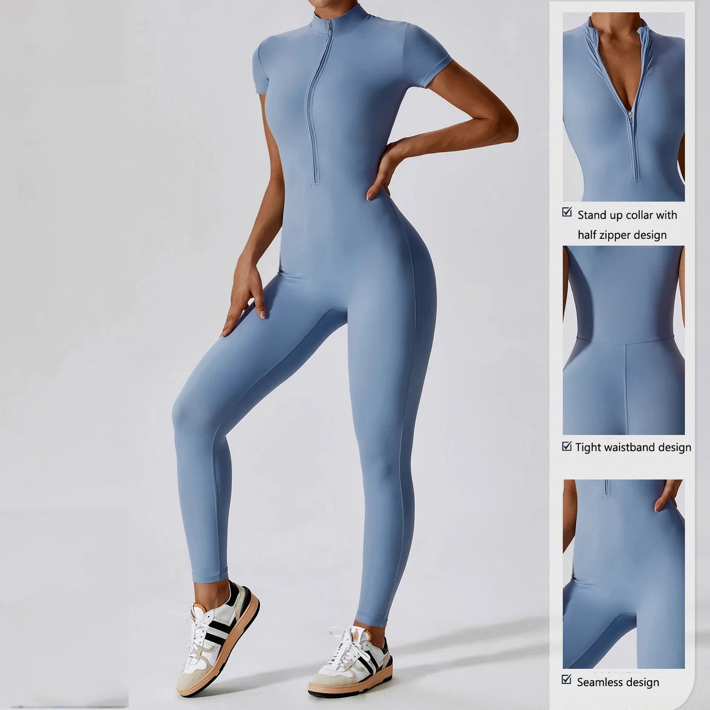Winter Autumn Women's One Piece Yoga Jumpsuit Solid Polyester Spandex