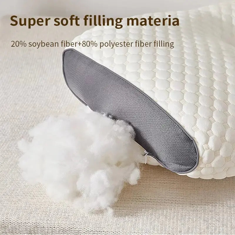Neck Pillow for Sleep and Neck Protection Cervical Orthopedic Soybean Fiber Spa Massage Pillow for Bedding