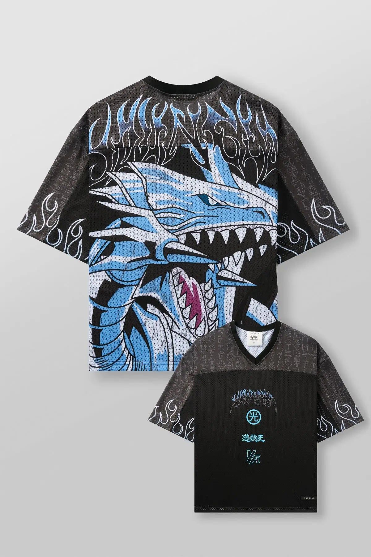 YA Trendy Brand Oversized T Shirt Street Leisure Quick Drying Breathable Large Mesh Animation Graphic Tee Short Sleeve Top