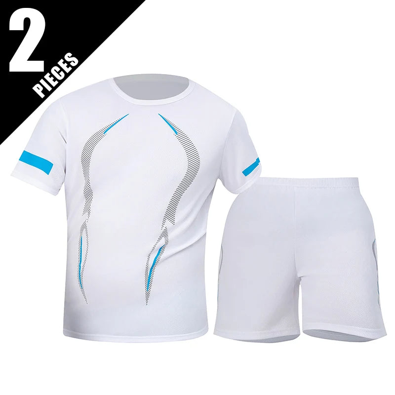 2/6 Pack Plus Size Men's Quick Drying Short Sleeve Shorts Suit Leisure Sports Running Fitness T Shirt Joker Shorts Teen