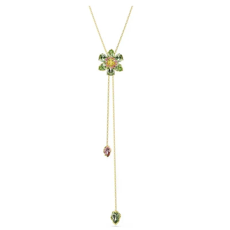 Original 2025 New Trend Fine Party Jewelry Set Charming Blue Green Flower Crystal Pendant Fashion Women's Necklace Earrings Ring