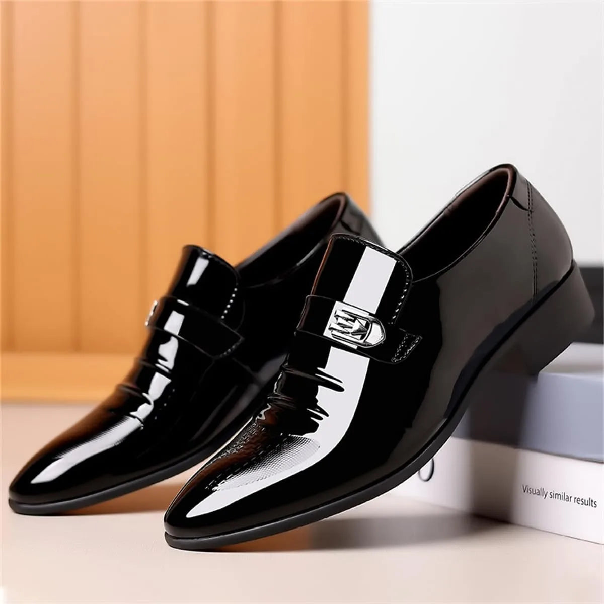 Mens Dress Shoes High Gloss Patent Slip On Loafers Formal Business Oxford Casual Driving Pointed Toe Boat Shoe For Men