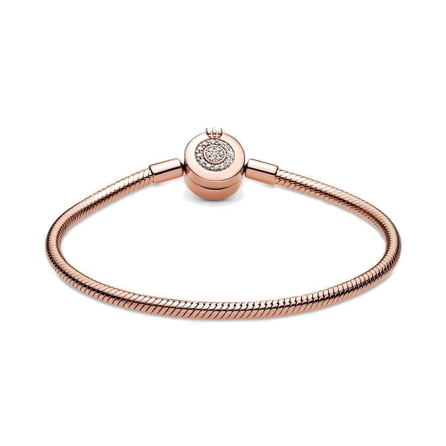 2025 New Creative Pop Sparkling Crown Snake Chain Bracelet for Pandora DIY Women's Exquisite High Quality Jewelry Gifts