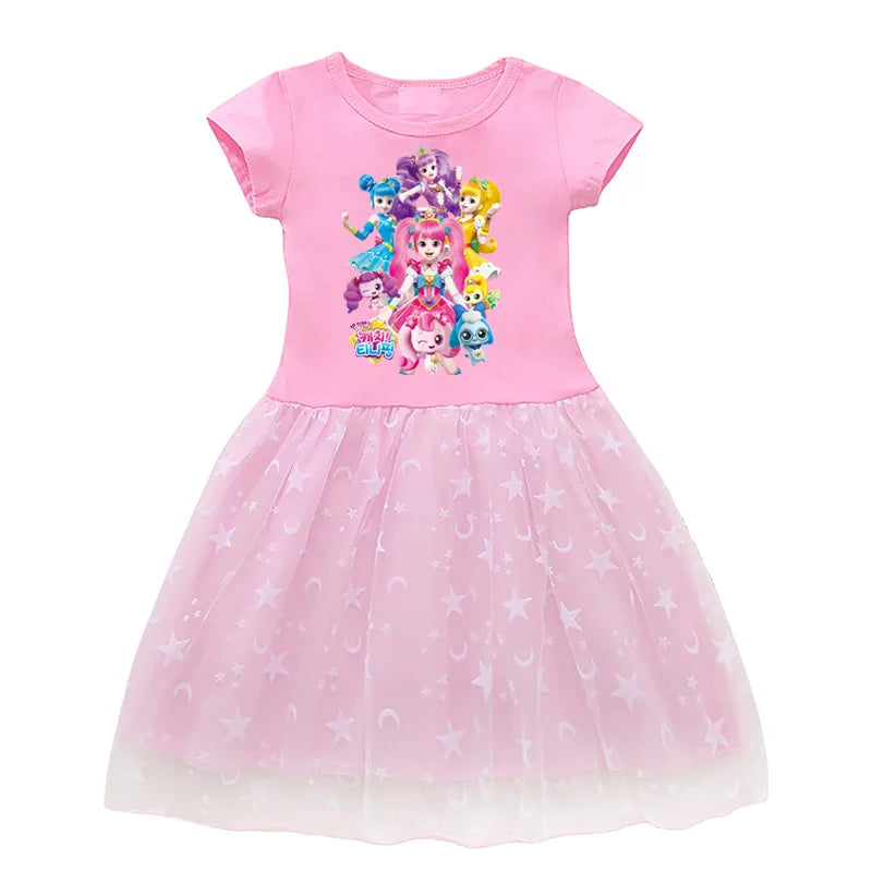Kids Cotton Knee-Length Dress for Girls Birthday Party Princess Costume Halloween Cosplay