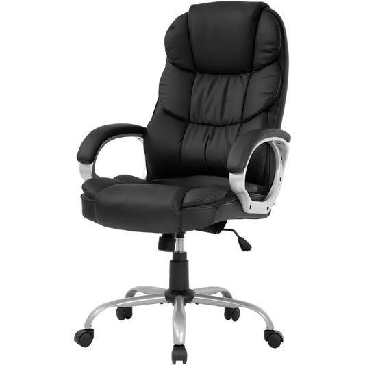 High Back Ergonomic Office Chair PU Leather Swivel Work Chair with Armrests and Lumbar Support