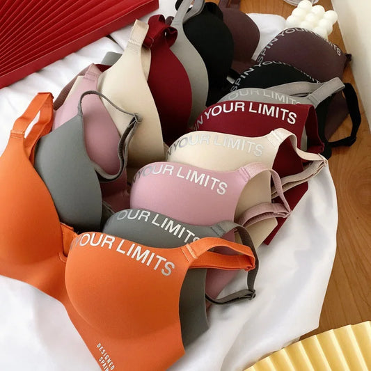 Summer Thin One Piece Seamless British Letter Bra No Wire Adjustable Underwear for Women
