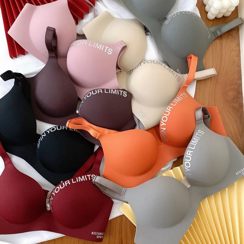 Summer Thin One Piece Seamless British Letter Bra No Wire Adjustable Underwear for Women