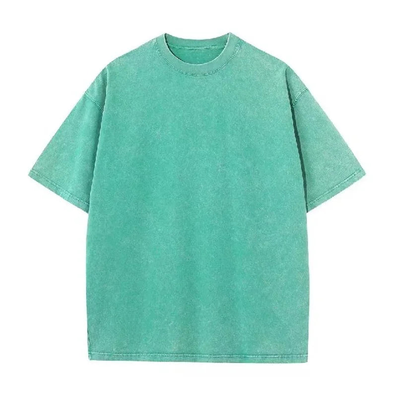 Korean Fashion Washed Vintage T Shirt Men Hip Hop Retro Tops