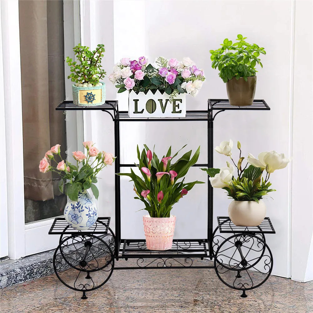 Large Metal Plant Stand Indoor 6 Tier Garden Cart Plant Holder Wrought Iron Display Shelf Rack Outdoor Decor