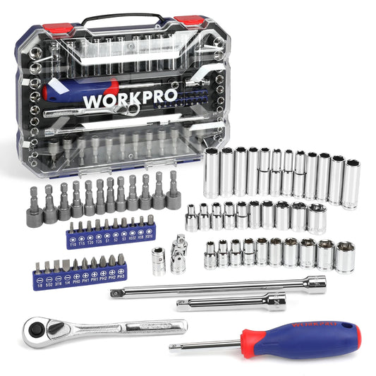 Workpro 69 Piece 1/4 Inch Ratchet Wrench Set for Car Repair and Metalworking