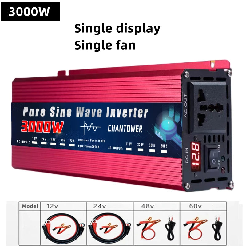 Pure Sine Wave Inverter 12V 24V 110V 220V 2000W 3000W 4000W 5000W DC To AC Portable Power Converter Solar Inverter