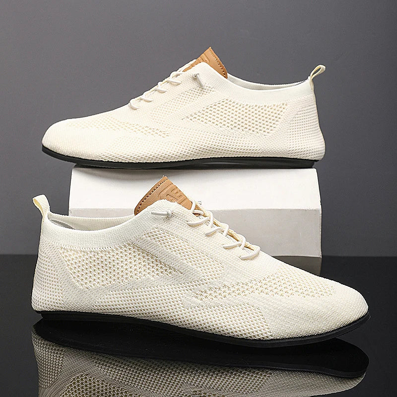 MAEDEF Men Shoes Mesh Breathable House Slippers Thin Bottom Light Comfortable Solid Color Flat Casual Walking Shoes