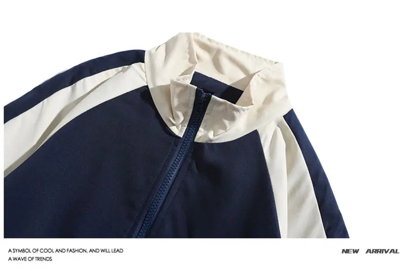 Reflective Striped Jacket Windbreaker Coat 2024 Men Hip Hop Streetwear Zipper Up Jacket Harajuku Thin Coats Sports Black Blue