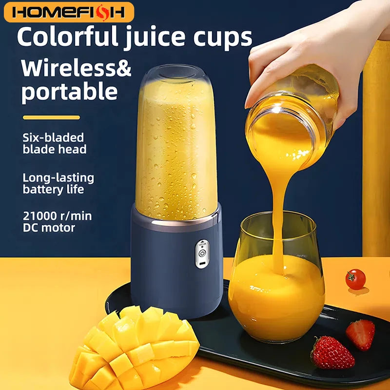 Portable Juicer Blender 400ml Electric Fruit Juicer USB Charging Smoothie Blender Machine with Two Cups