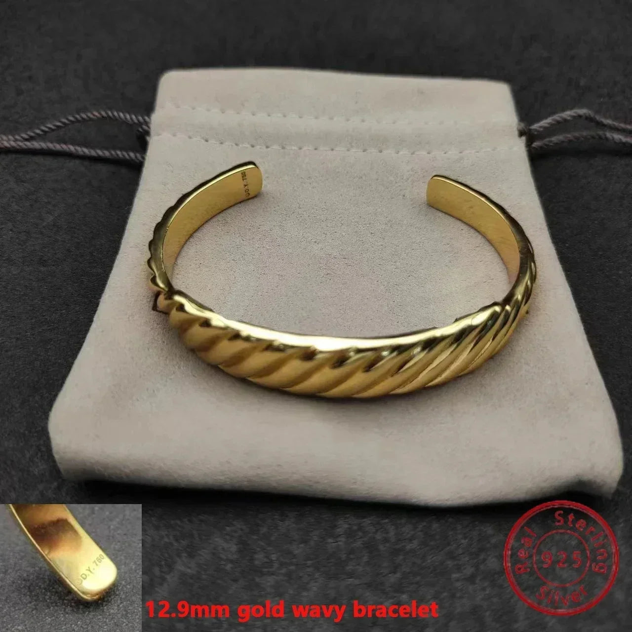 High Quality Fashion 925 Silver DY Star Cuff Bracelet for Women with Zircon Stone