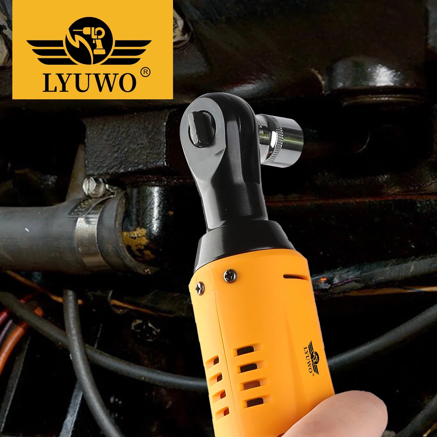 Lyuwo 12V 3/8 Rechargeable Electric Ratchet Set Angle Drill Screwdriver Automobile Maintenance Tool