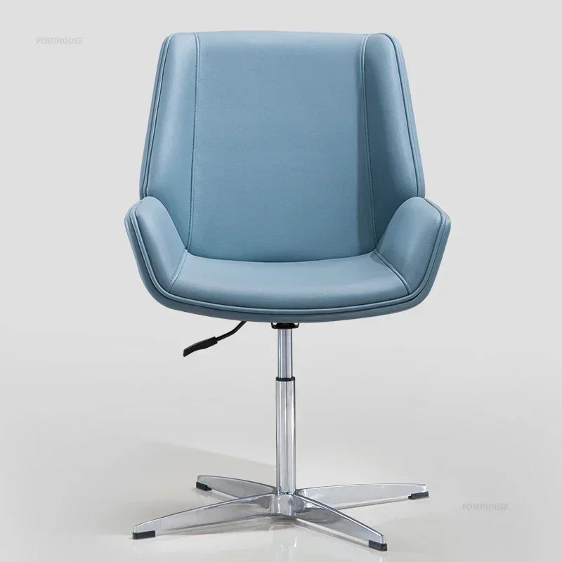 Modern Wooden Swivel Chair Home Leisure Leather Computer Chair Luxury Gaming High Back Office Chair Bedroom Furniture